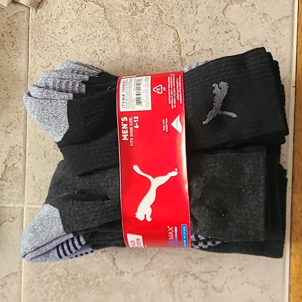 Mens Puma Black Crew Socks